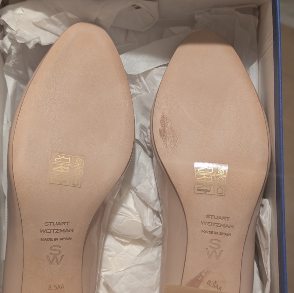 Stuart Weitzman FELICITY BLOCK PUMP 60 Nude Bow Block Heels Narrow 8.5 AA - Picture 8 of 12
